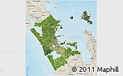 Satellite 3D Map of Auckland, shaded relief outside