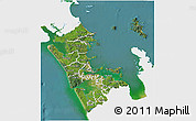 Satellite 3D Map of Auckland, single color outside