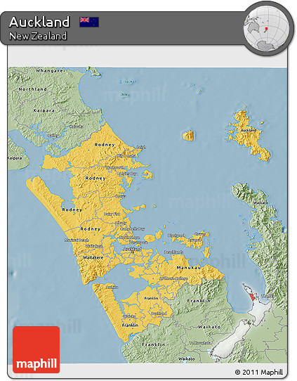 Savanna Style 3D Map of Auckland