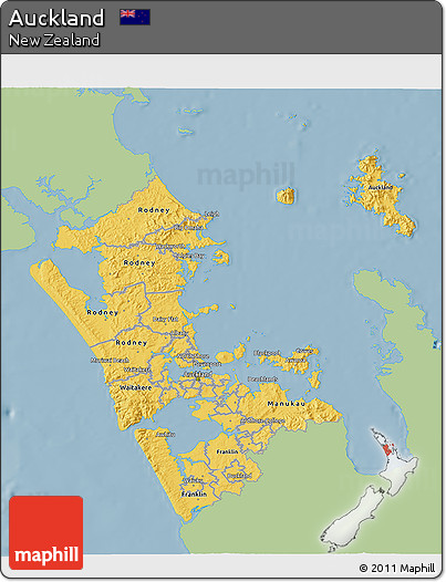 Savanna Style 3D Map of Auckland, single color outside