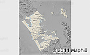 Shaded Relief 3D Map of Auckland, darken, desaturated