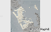 Shaded Relief 3D Map of Auckland, darken, semi-desaturated