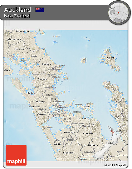 Shaded Relief 3D Map of Auckland