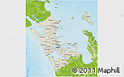 Shaded Relief 3D Map of Auckland, physical outside