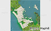 Shaded Relief 3D Map of Auckland, satellite outside