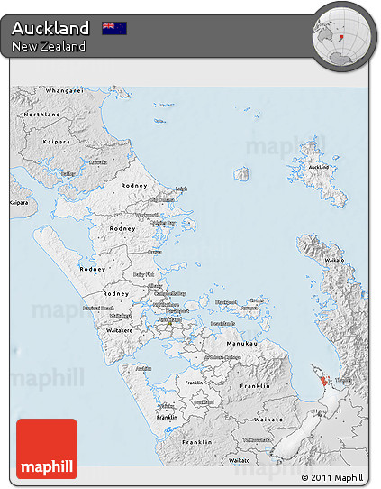 Silver Style 3D Map of Auckland