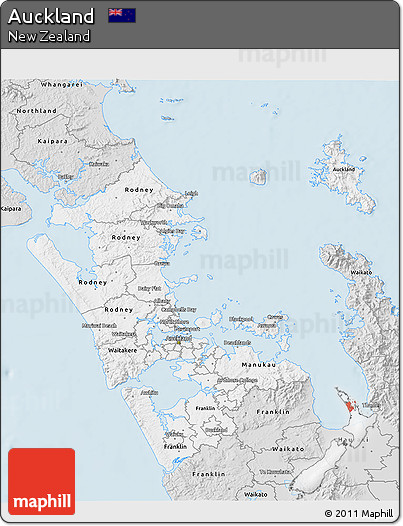 Silver Style 3D Map of Auckland