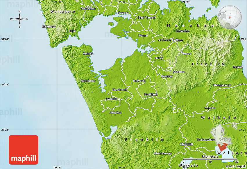 Physical Map of Franklin