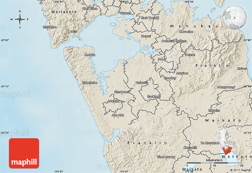 Shaded Relief Map of Franklin