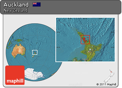 Satellite Location Map of Auckland