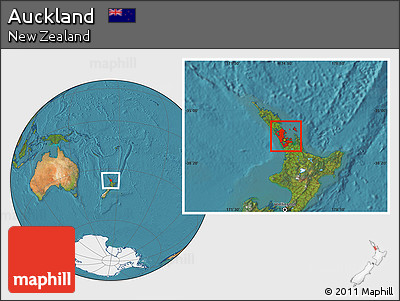 Satellite Location Map of Auckland