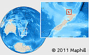 Shaded Relief Location Map of Auckland, within the entire country