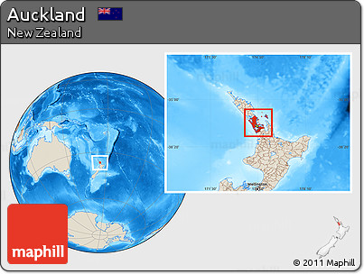 Shaded Relief Location Map of Auckland