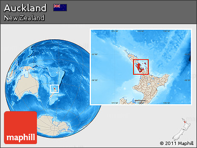 Shaded Relief Location Map of Auckland