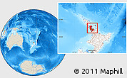 Shaded Relief Location Map of Auckland, highlighted country
