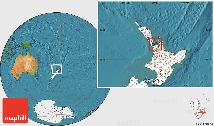 Satellite Location Map of Manukau, highlighted country
