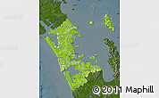 Physical Map of Auckland, darken