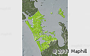 Physical Map of Auckland, darken, semi-desaturated