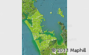 Physical Map of Auckland, satellite outside