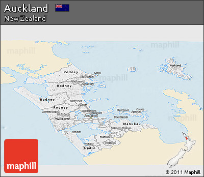 Classic Style Panoramic Map of Auckland, single color outside