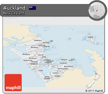 Classic Style Panoramic Map of Auckland, single color outside