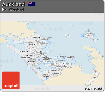 Classic Style Panoramic Map of Auckland, single color outside