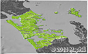 Physical Panoramic Map of Auckland, darken, desaturated