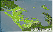 Physical Panoramic Map of Auckland, darken