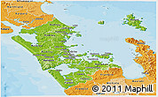 Physical Panoramic Map of Auckland, political shades outside