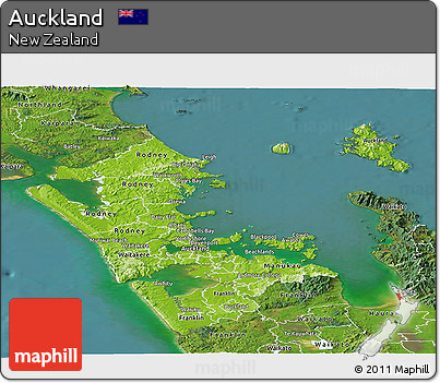Physical Panoramic Map of Auckland, satellite outside