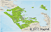 Physical Panoramic Map of Auckland, shaded relief outside