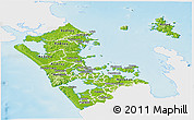 Physical Panoramic Map of Auckland, single color outside