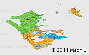 Political Panoramic Map of Auckland, cropped outside