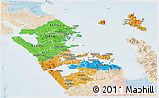 Political Panoramic Map of Auckland, lighten
