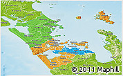 Political Panoramic Map of Auckland, physical outside