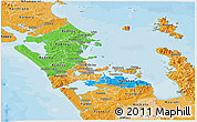 Political Panoramic Map of Auckland, political shades outside