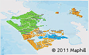 Political Panoramic Map of Auckland, single color outside