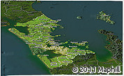 Satellite Panoramic Map of Auckland, darken