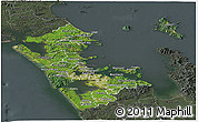 Satellite Panoramic Map of Auckland, darken, semi-desaturated