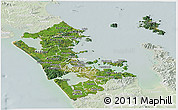 Satellite Panoramic Map of Auckland, lighten