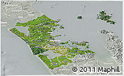 Satellite Panoramic Map of Auckland, lighten, semi-desaturated