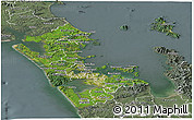 Satellite Panoramic Map of Auckland, semi-desaturated