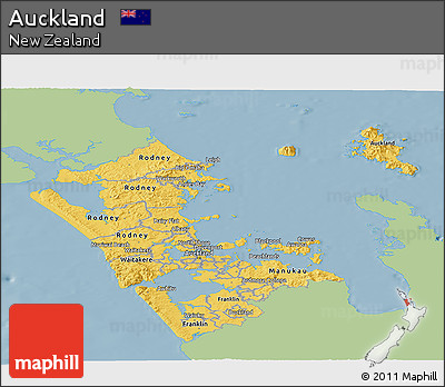 Savanna Style Panoramic Map of Auckland, single color outside