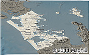 Shaded Relief Panoramic Map of Auckland, darken