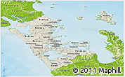 Shaded Relief Panoramic Map of Auckland, physical outside