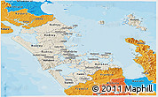 Shaded Relief Panoramic Map of Auckland, political outside