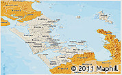 Shaded Relief Panoramic Map of Auckland, political shades outside
