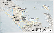 Shaded Relief Panoramic Map of Auckland, semi-desaturated