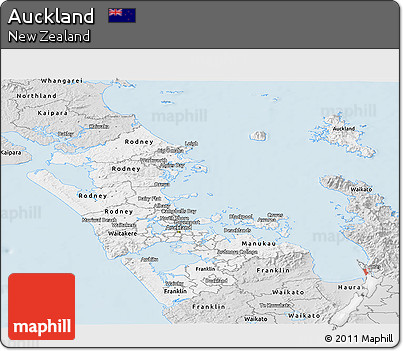 Silver Style Panoramic Map of Auckland