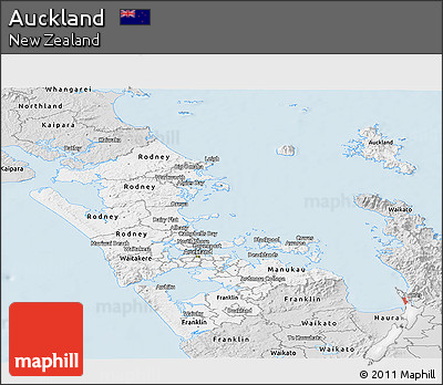 Silver Style Panoramic Map of Auckland